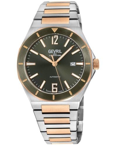 Gevril High Line Automatic Green Dial Watch - Metallic