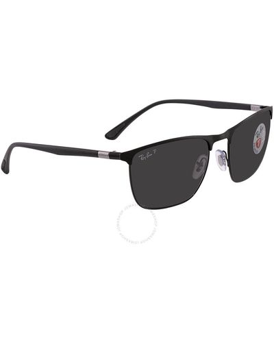 Ray-Ban Chromance Polarized Dark Grey Rectangular Sunglasses Rb3686 186/k8 57 - Black