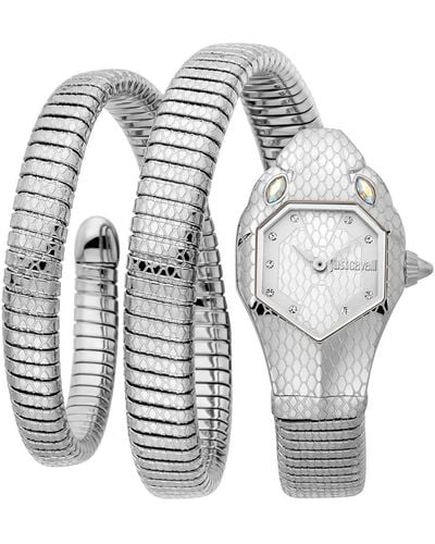 Just Cavalli Glam Chic Snake Silver-tone Dial Watch - Grey