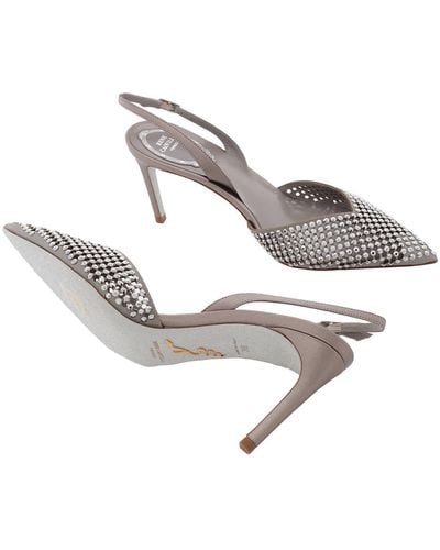 Rene Caovilla Ginger Crystal 0 Slingback Court Shoes - Metallic