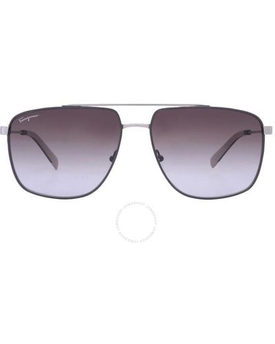 Ferragamo Gray Gradient Navigator Sunglasses Sf239s 758 60 - Brown