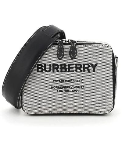 Burberry Horseferry Print Canvas And Leather Crossbody Bag - Grey