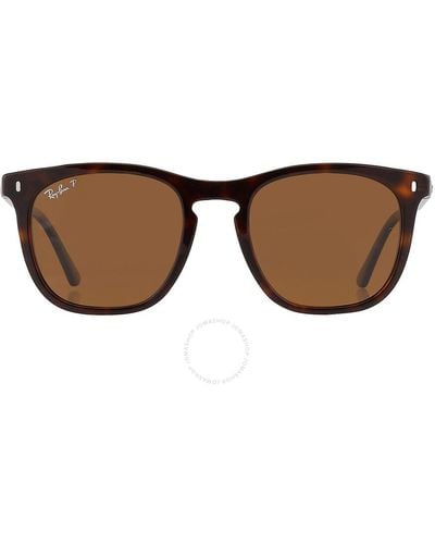 Ray-Ban Polarized Brown Square Sunglasses Rb2210 902/57 53