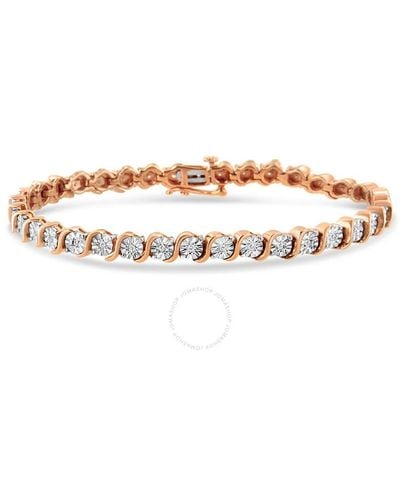 Haus of Brilliance 14k Re Gold Plated .925 Sterling Silver 1/4 Cttw Diamond Round ''s'' Link Tennis Bracelet - Brown