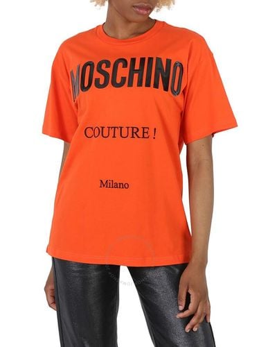 Moschino Cotton Logo Print T-shirt - Orange