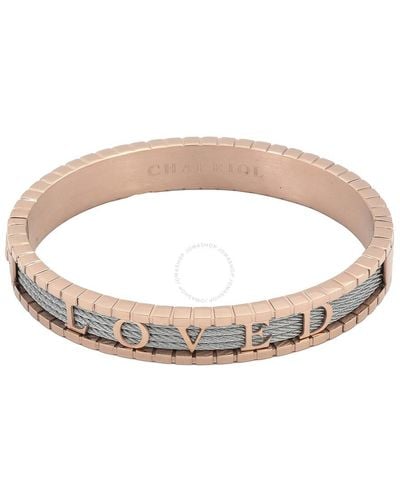 Charriol Forever Loved Stainless Steel Rose Gold Pvd Cable Bangle - Brown