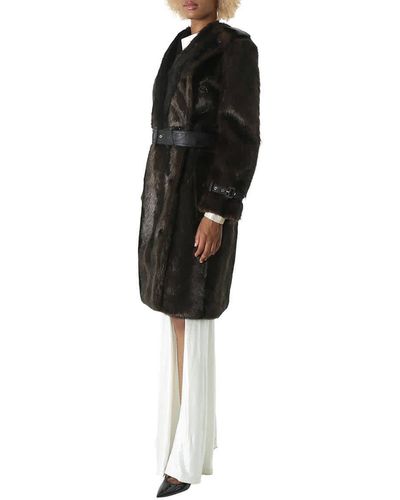 Burberry Double-breasted Fur Coat - Black