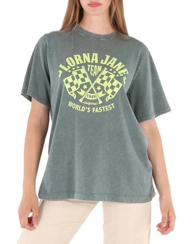 Lorna Jane Washed Military Speedway Oversized Cotton T-shirt - Green