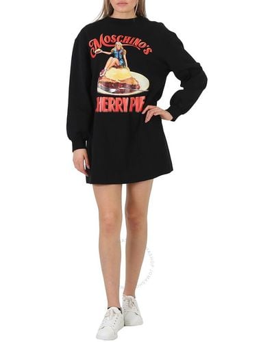 Moschino Cherry Pie Print Long-sleeve Sweater Dress - Black