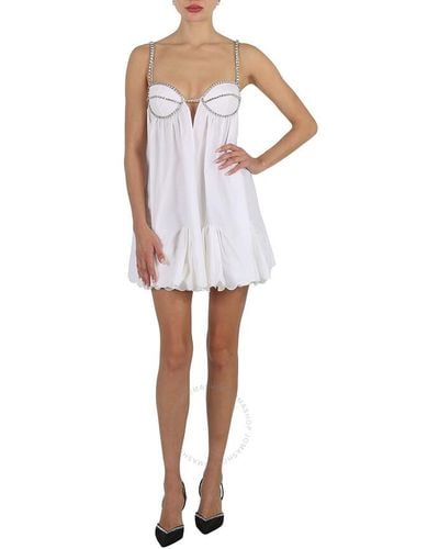 Area Cotton Poplin Scallop Mini Dress - White