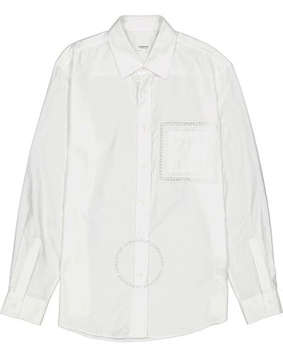 Burberry Cotton Poplin Classic Fit Lace Detail Oxford Shirt - White
