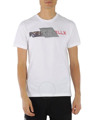 Roberto Cavalli Hotfix Crystal Logo Cotton T-shirt - White