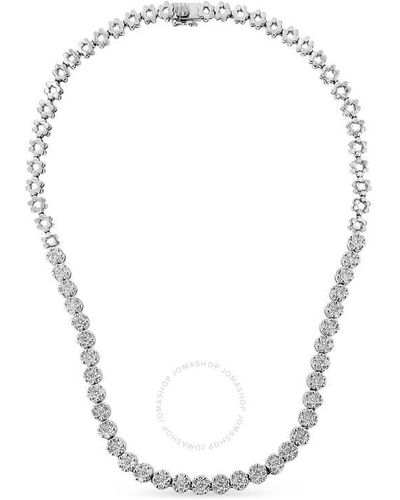 Haus of Brilliance Igi Certified 14k White Gold 8.0 Cttw Pave Set Round-cut Diamond Cluster Graduating Riviera Statement Necklace - Metallic