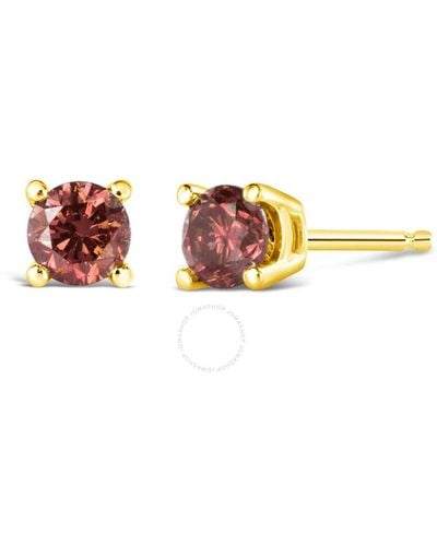 Haus of Brilliance 14k Gold 1.00 Cttw Round Brilliant Cut Lab Grown Pink Diamond 4-prong Classic Solitaire Earrings