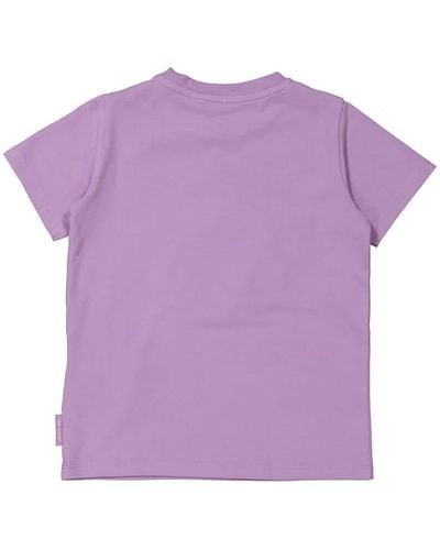 Moncler Girls Logo Embroidered Cotton T-shirt - Purple