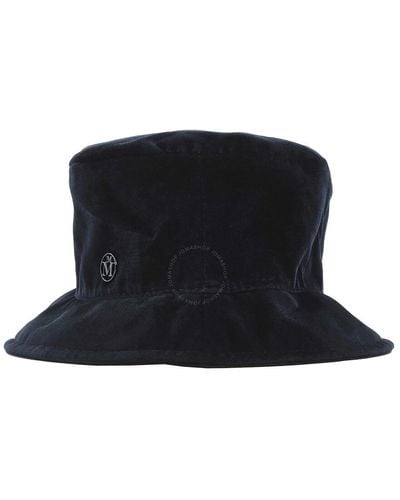 Maison Michel Navy Jason Velvet Bucket Hat - Black