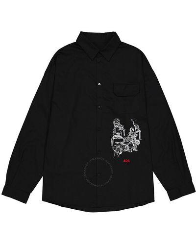 424 Psycho Embroidery Long-sleeve Shirt - Black