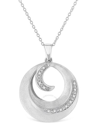 Haus of Brilliance .925 Sterling Silver Pave-set Diamond Accent Fashion Circle 18'' Pendant Necklace - Metallic