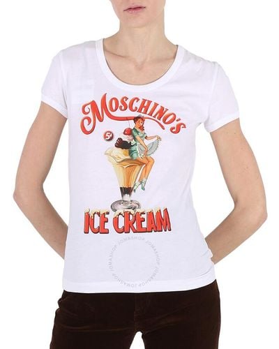 Moschino Ice Cream Print Cotton T-shirt - White