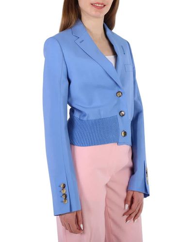 Burberry Mohair-wool Tailored Blazer Jacket - Blue