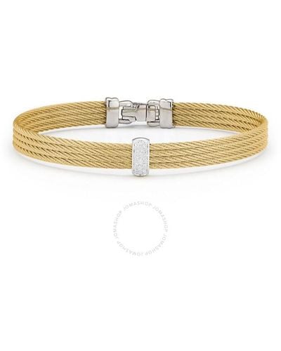 Alor Cable Barred Bracelet With 18kt White & Diamonds - Metallic
