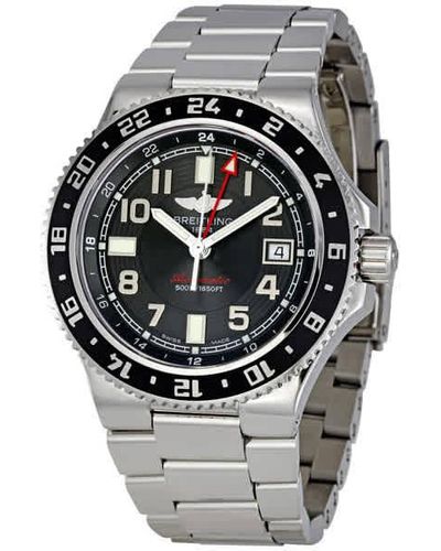 Breitling Superocean Gmt Black Dial Automatic Stainless Steel Watch A3238011-ba38ss - Metallic