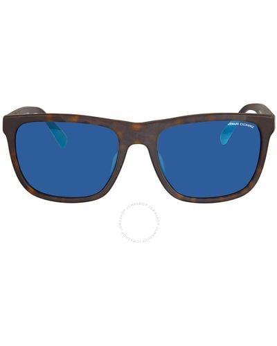 Armani Exchange Mirror Square Sunglasses Ax4080sf 802980 57 - Blue