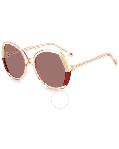 Carolina Herrera Burgundy Butterfly Sunglasses Ch 0051/s 0dln/4s 58 - Pink