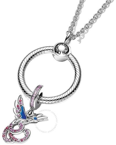 PANDORA Phoenix Dangle Charm And O Pendant Necklace Set - Blue