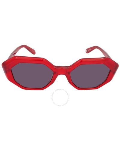 Garrett Leight Jaqueline Semi Flat Purple Geometric Sunglasses - Red