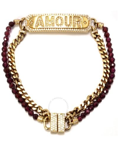 Apm Monaco Amour Chain And Bead Crystal Bracelet - Metallic