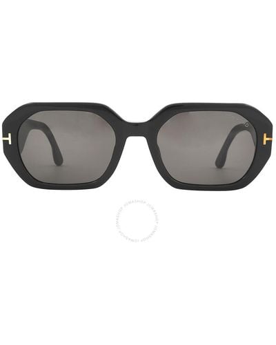 Tom Ford Veronique Smoke Geometric Sunglasses Ft0917 01a 55 - Black