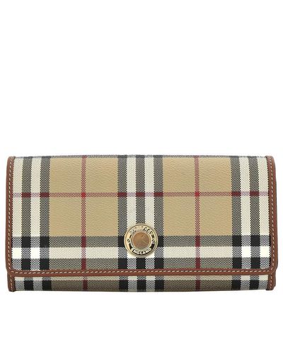 Burberry Archive Check And Leather Halton Continental Wallet - Natural
