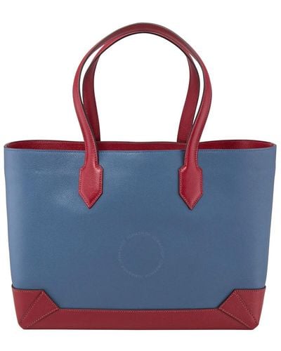 Hermès Agate Blue/garnet Red Maxibox Cabas 36 Tote Bag