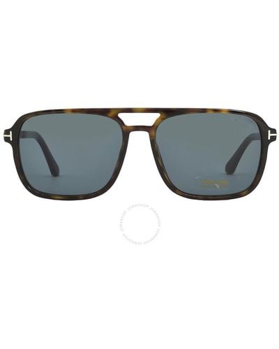 Tom Ford Crosby Blue Navigator Sunglasses Ft0910 52v 59 - Gray