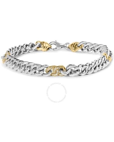 Haus of Brilliance 10k Yellow Gold Plated .925 Sterling Silver 1/5 Cttw Diamond Curb Chain Bracelet - Metallic