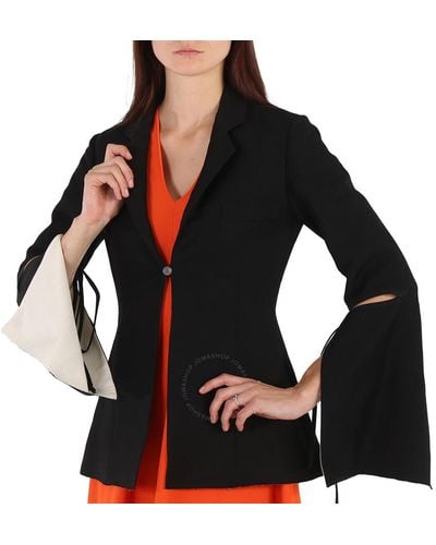 Loewe Tie-cut Sleeve Panel Linen Jacket - Black