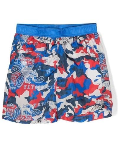 Moncler Kids Camouflage Maya Sea Print Swim Shorts - Blue