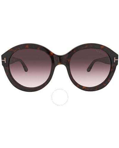 Tom Ford Kelly Burgundy Round Sunglasses - Brown