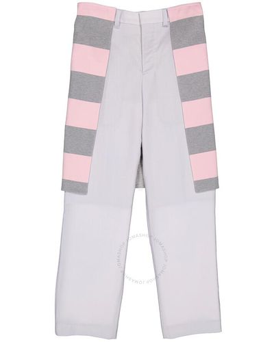 Burberry Striped Skirt Detail Mohair Wool Wide-leg Trousers - Multicolour