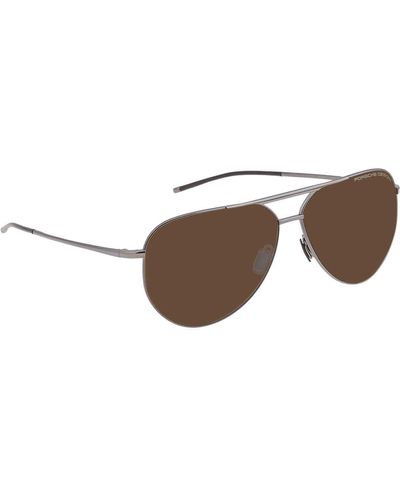 Porsche Design Liquid Titanium Brown Aviator Sunglasses