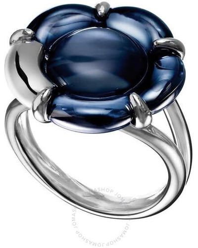 Baccarat 's B Flower Silver Crystal Ring 28069 - Blue