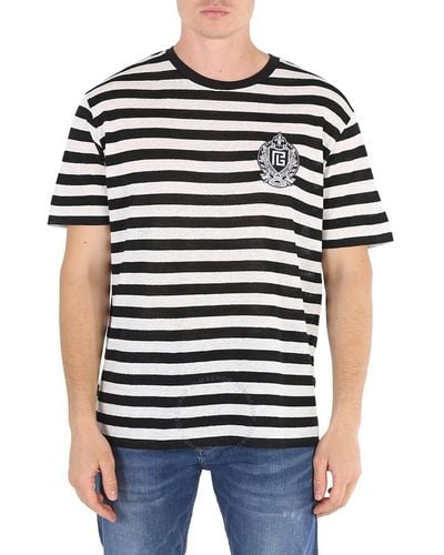 Balmain Sailor Striped Jersey T-shirt - Black