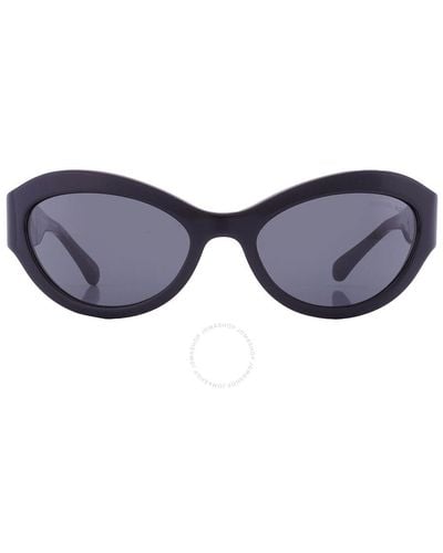 Michael Kors Burano Dark Grey Oval Sunglasses Mk2198 300587 59 - Black