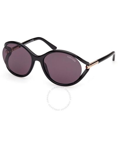 Tom Ford Melody Smoke Oval Sunglasses Ft1090 01a 59 - Purple