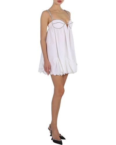 Area Cotton Poplin Scallop Mini Dress - White