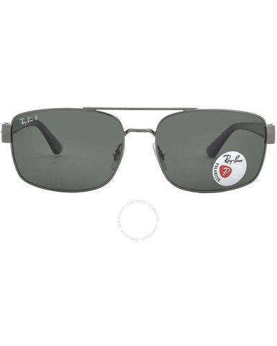 Ray-Ban Green Polarized Square Sunglasses Rb3687 004/58 61 - Gray