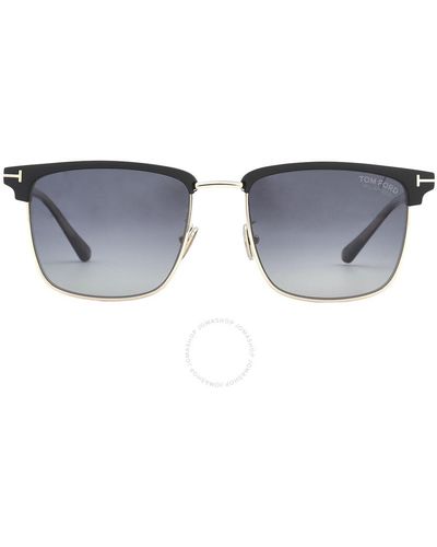 Tom Ford Hudson Polarized Smoke Gradient Square Sunglasses Ft0997-h 02d 55 - Grey