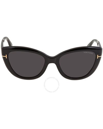 Tom Ford Anya Grey Cat Eye Sunglasses - Black