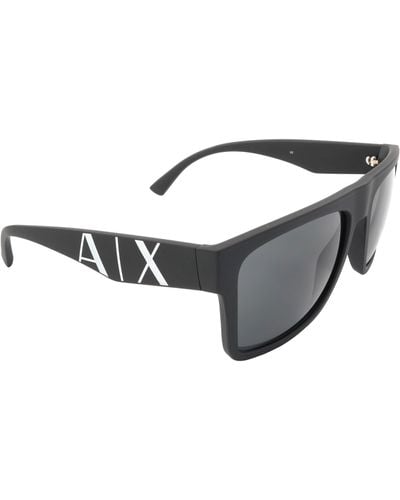 Armani Exchange Dark Grey Rectangular Sunglasses - Black